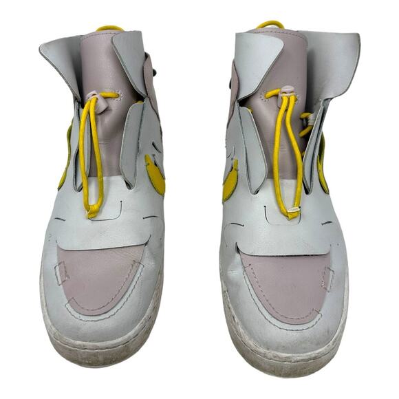 Nike Vandalised Grey Yellow Pink Slip On High Top Sneakers Size 8.5 - Picture 1 of 9